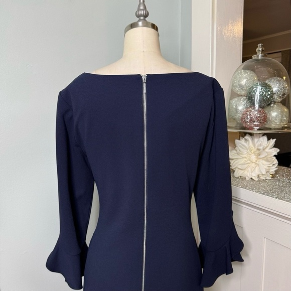 Karl Lagerfeld Navy Shift Dress with Tulip Bell Sleeves 12 Large - Picture 6 of 10